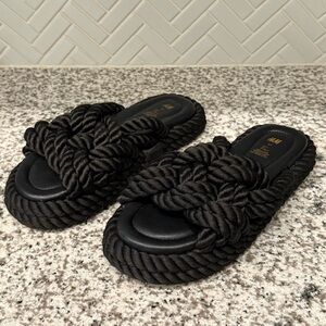 H&M Black Braided Rope Sandals